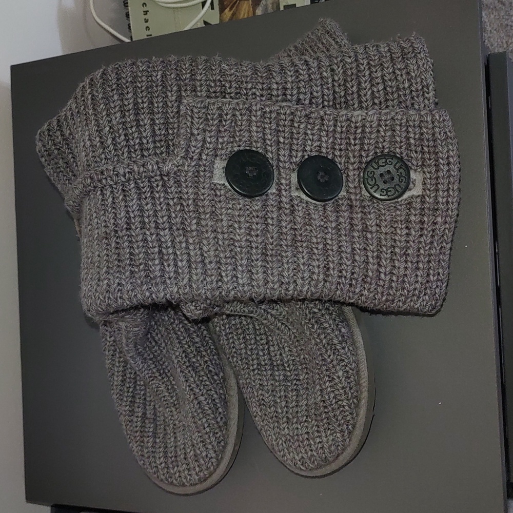 UGG Charcoal Knit Boots with Buttons